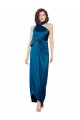 Azul Verde pavo real Cubierta Halter Cuello Alto Satén sedoso Largo Formales Vestidos de dama de honor / Vestidos de fiesta Fábrica