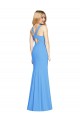 Azul Verde pavo real Trompeta Cuello en V Crepé Elástico Largo Vestidos de dama de honor / Vestidos de fiesta Fábrica