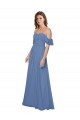Azul Windsor línea A Hombros Descubiertos Sin tirantes Gasa Largo Vestidos de dama de honor Fábrica