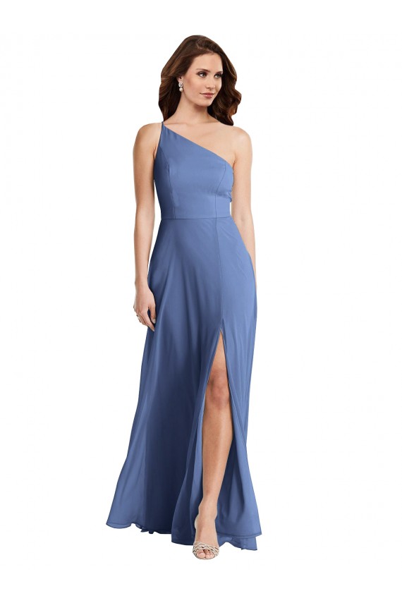 Azul Windsor línea A Un Hombre Gasa Largo Formales Vestidos de dama de honor / Vestidos de noche Fábrica