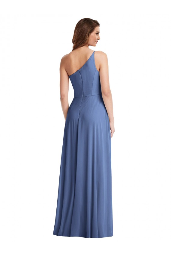 Azul Windsor línea A Un Hombre Gasa Largo Formales Vestidos de dama de honor / Vestidos de noche Fábrica
