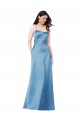 Azul cielo Cubierta Tirantes espagueti Cuadrado Satén Largo Formales Vestidos de dama de honor / Vestidos de fiesta Fábrica