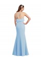 Azul cielo claro Sirena Tirantes espagueti Cuello en V Gasa Largo Vestidos de dama de honor Fábrica