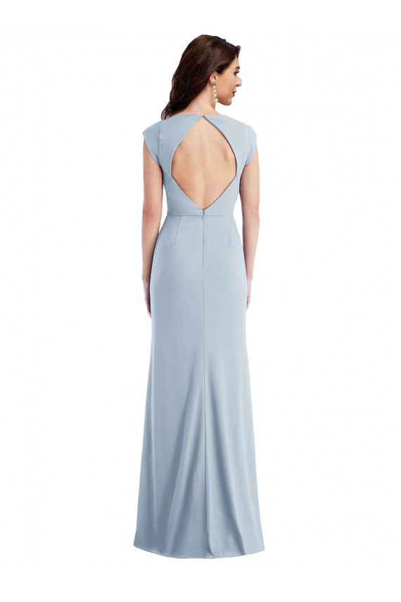 Azul cielo claro Trompeta Crepé Elástico Largo Formales Vestidos de dama de honor / Vestidos de fiesta Fábrica