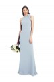 Azul cielo claro Trompeta Cuello Barco Cuello Alto Halter Crepé Elástico Largo Vestidos de dama de honor / Vestidos de fiesta Fábrica