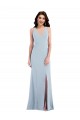 Azul cielo claro Trompeta Cuello en V Crepé Elástico Largo Vestidos de dama de honor / Vestidos de fiesta Fábrica