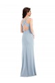 Azul cielo claro Trompeta Cuello en V Crepé Elástico Largo Vestidos de dama de honor / Vestidos de fiesta Fábrica