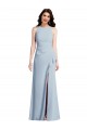 Azul cielo claro Trompeta Halter Crepé Elástico Largo Vestidos de dama de honor / Vestidos de fiesta Fábrica