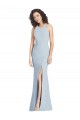 Azul cielo claro Trompeta Halter Crepé Elástico Largo Vestidos de dama de honor / Vestidos de fiesta Fábrica