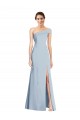 Azul cielo claro Trompeta Hombros Descubiertos Crepé Elástico Largo Formales Vestidos de dama de honor / Vestidos de fiesta Fábrica