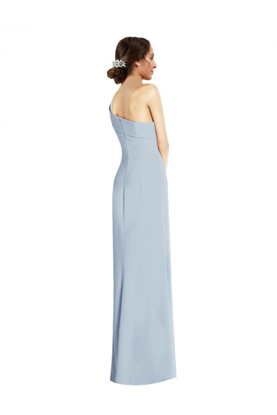 Azul cielo claro Trompeta Hombros Descubiertos Crepé Elástico Largo Formales Vestidos de dama de honor / Vestidos de fiesta Fábrica