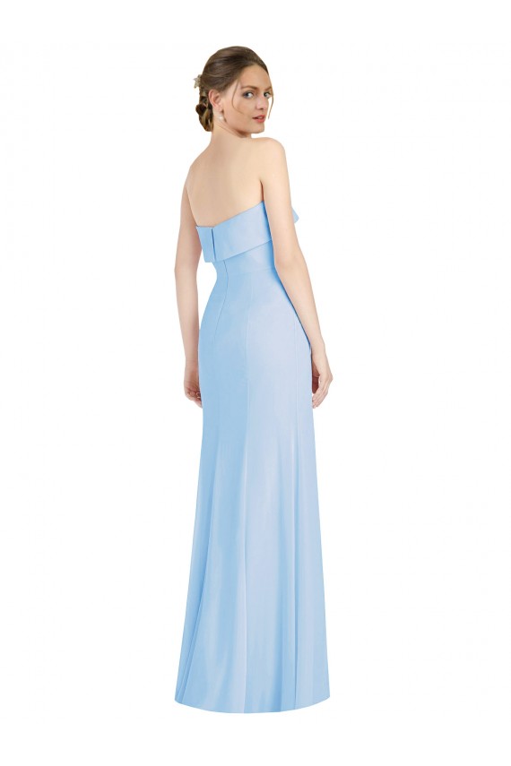 Azul cielo claro Trompeta Sin tirantes Gasa Largo Formales Vestidos de dama de honor / Vestidos de noche Fábrica