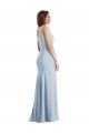 Azul cielo claro Trompeta Un Hombre Crepé Elástico Largo Formales Vestidos de dama de honor / Vestidos de fiesta Fábrica