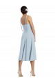 Azul cielo claro línea A Cuello de Corazón Midi Crepé Elástico Corto Vestidos de dama de honor / Vestidos de fiesta / Vestidos de cóctel Fábrica