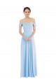 Azul cielo claro línea A Hombros Descubiertos Gasa Largo Formales Vestidos de dama de honor / Vestidos de noche Fábrica