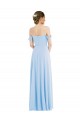 Azul cielo claro línea A Hombros Descubiertos Gasa Largo Formales Vestidos de dama de honor / Vestidos de noche Fábrica
