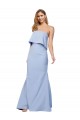 Azul cielo claro línea A Sin tirantes Crepé Elástico Largo Formales Vestidos de dama de honor / Vestidos de fiesta Fábrica