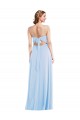 Azul cielo claro línea A Tirantes espagueti Cuello en V Gasa Largo Formales Vestidos de dama de honor / Vestidos de noche Fábrica