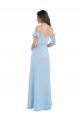 Azul cielo claro línea A Tirantes espagueti Gasa Largo Vestidos de dama de honor Fábrica