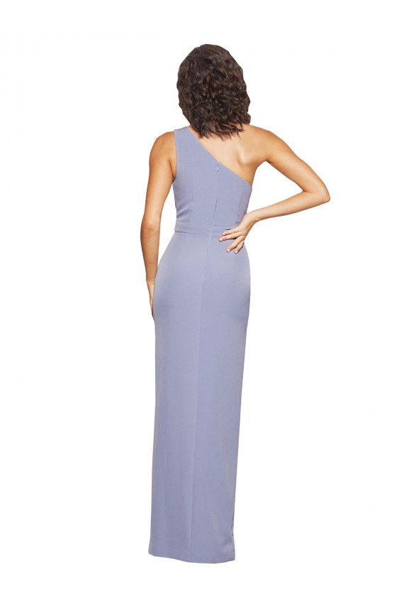Azul humo Cubierta Un Hombre Crepé Elástico Largo Formales Vestidos de dama de honor / Vestidos de fiesta Fábrica