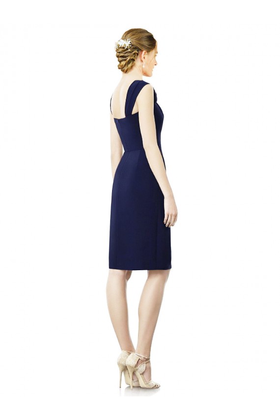 Azul marina oscuro Cubierta Cuello de Corazón Gasa Corto Vestidos de dama de honor Fábrica