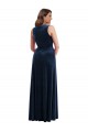 Azul marina oscuro Cubierta Cuello en V Terciopelo Elástico Largo Formales Vestidos de dama de honor / Vestidos de fiesta Fábrica