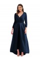 Azul marina oscuro Cuello en V Spandex Largo Asimétrico Formales Vestidos de dama de honor / Vestidos de fiesta Fábrica