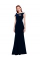 Azul marina oscuro Sirena Hombros Descubiertos Crepé Elástico Largo Formales Vestidos de dama de honor / Vestidos de fiesta Fábrica