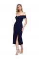 Azul marina oscuro Sirena Hombros Descubiertos Midi Crepé Elástico Corto Formales Vestidos de dama de honor / Vestidos de fiesta / Vestidos de cóctel Fábrica