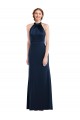 Azul marina oscuro Trompeta Cuello Alto Crepé Elástico Largo Vestidos de dama de honor / Vestidos de fiesta Fábrica