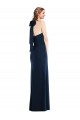 Azul marina oscuro Trompeta Cuello Alto Crepé Elástico Largo Vestidos de dama de honor / Vestidos de fiesta Fábrica