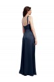 Azul marina oscuro línea A Satén elástico Largo Formales Vestidos de dama de honor / Vestidos de fiesta Fábrica