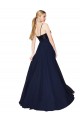 Azul marina oscuro línea A Tirantes espagueti Gasa Lentejuela Largo Vestidos de dama de honor / Vestidos de fiesta Fábrica