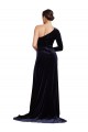Azul marina oscuro línea A Un Hombre Barrer tren Terciopelo Elástico Largo Formales Vestidos de dama de honor / Vestidos de fiesta Fábrica