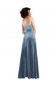 Azul polvoriento Cubierta Terciopelo Elástico Largo Vestidos de dama de honor / Vestidos de fiesta Fábrica