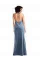Azul polvoriento Cubierta Terciopelo Elástico Largo Vestidos de dama de honor / Vestidos de fiesta Fábrica