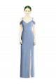 Azul polvoriento línea A Hombros Descubiertos Gasa Largo Formales Vestidos de dama de honor / Vestidos de noche Fábrica