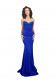 Azul real Sirena Cuello Alto Crepé Elástico Largo Formales Vestidos de dama de honor / Vestidos de fiesta Fábrica