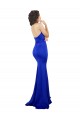 Azul real Sirena Cuello Alto Crepé Elástico Largo Formales Vestidos de dama de honor / Vestidos de fiesta Fábrica