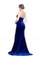 Azul real Sirena Cuello de Corazón Sin tirantes Barrer tren Terciopelo Elástico Largo Formales Vestidos de dama de honor / Vestidos de fiesta Fábrica