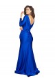 Azul real Sirena Cuello en V Satén sedoso Largo Formales Vestidos de dama de honor / Vestidos de fiesta Fábrica