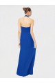 Azul real línea A Halter Gasa Largo Vestidos de dama de honor Fábrica