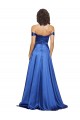 Azul real línea A Hombros Descubiertos Barrer tren Satén elástico Largo Formales Vestidos de dama de honor / Vestidos de fiesta Fábrica