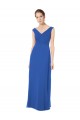 Azul real línea A Hombros Descubiertos Cuello en V Gasa Largo Vestidos de dama de honor Fábrica