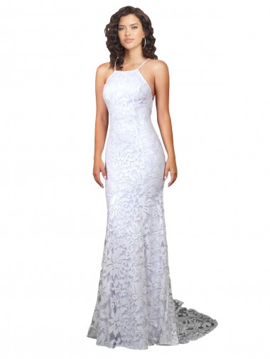 Blanco Cubierta Cuello Alto Barrer tren Encaje Vestidos de novia Fábrica
