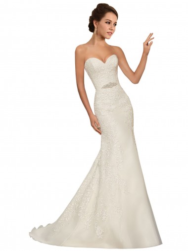 Blanco Cubierta Cuello de Corazón Cola capilla Tul Encaje Vestidos de novia Fábrica