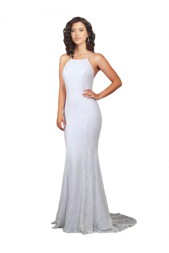Blanco Sirena Cuello Alto Barrer tren Encaje Vestidos de novia Fábrica