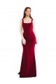 Borgoña 10 Sirena Cuadrado Crepé Elástico Largo Formales Vestidos de dama de honor / Vestidos de fiesta Fábrica