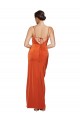 Rust Cubierta Tirantes espagueti Barrer tren Satén elástico Largo Formales Vestidos de dama de honor / Vestidos de fiesta Fábrica