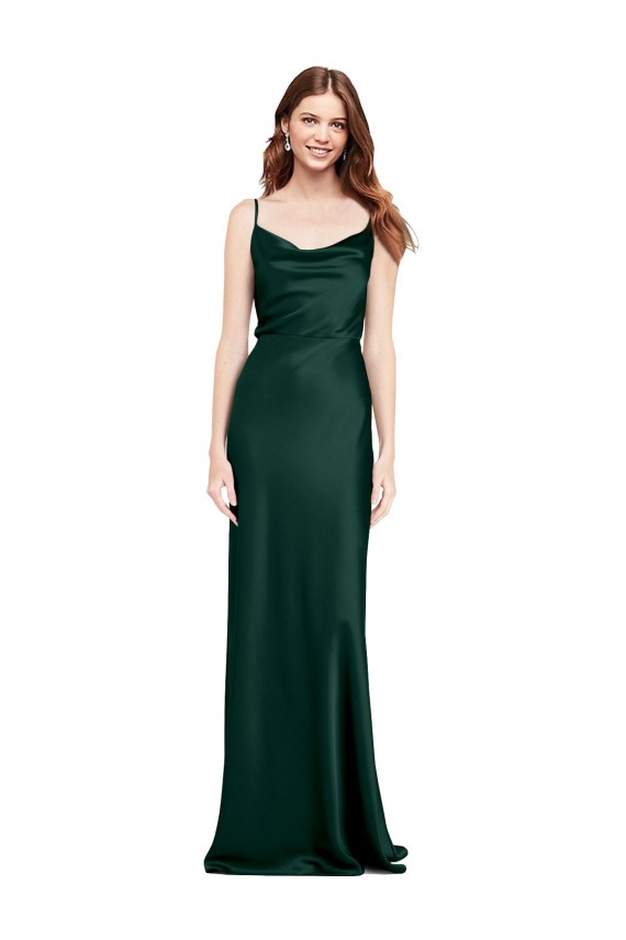 Cazador Verde Cubierta Satén elástico Largo Formales Vestidos de dama de honor / Vestidos de fiesta Fábrica